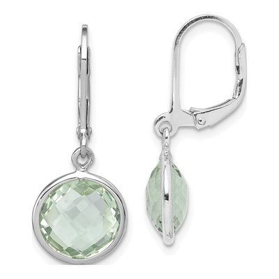 Sterling Silver Prasiolite Leverback Earrings