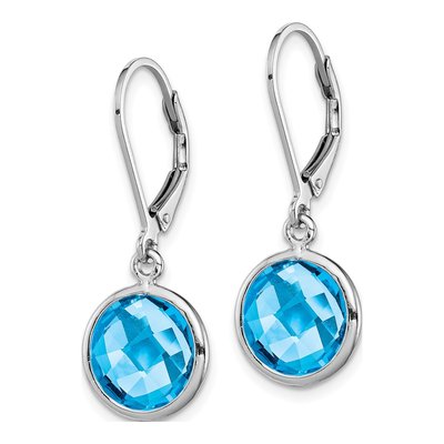 Sterling Silver Swiss Blue Topaz Leverback Earrings – view 3