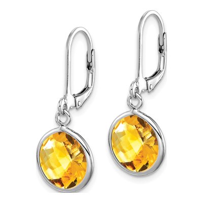 Sterling Silver Citrine Leverback Earrings – view 3