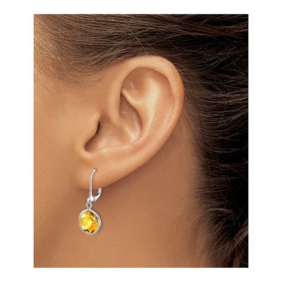Sterling Silver Citrine Leverback Earrings – view 4