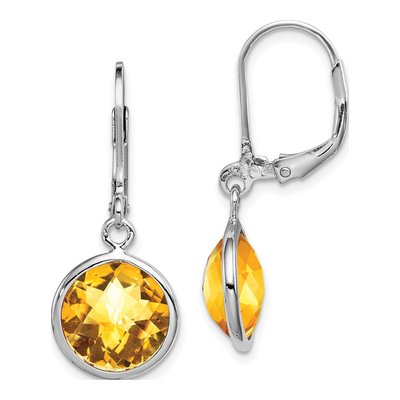 Sterling Silver Citrine Leverback Earrings