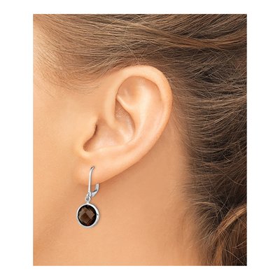 Sterling Silver Smoky Quartz Leverback Earrings – view 4