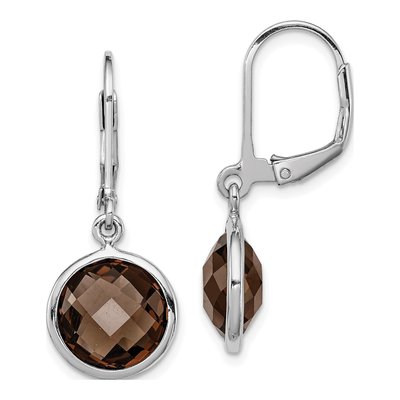 Sterling Silver Smoky Quartz Leverback Earrings