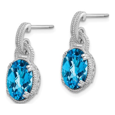 Sterling Silver Swiss Blue Topaz Dangle Earrings – view 3