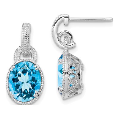 Sterling Silver Swiss Blue Topaz Dangle Earrings