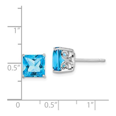 Sterling Silver 8mm Square Swiss Blue Topaz Stud Earrings – view 5