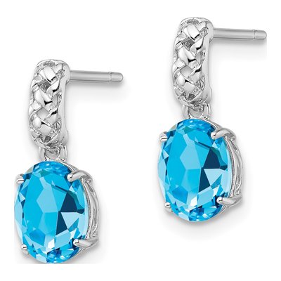 Sterling Silver Swiss Blue Topaz Dangle Earrings – view 3