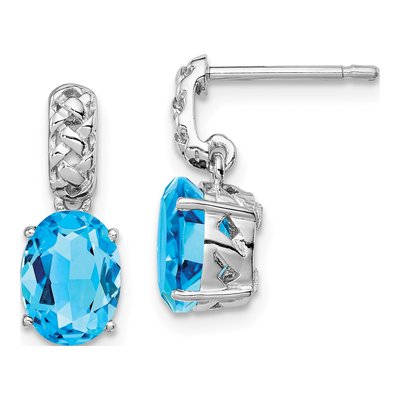 Sterling Silver Swiss Blue Topaz Dangle Earrings