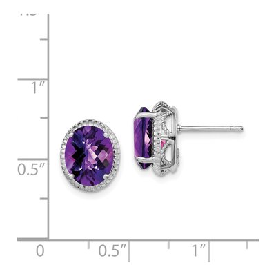 Sterling Silver Amethyst Oval Stud Earrings – view 4