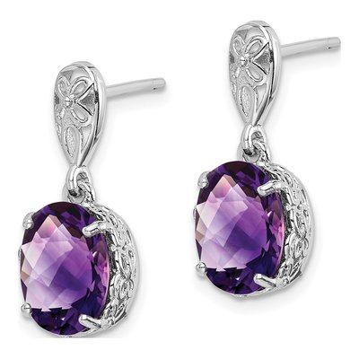Sterling Silver Amethyst Dangle Earrings – view 3