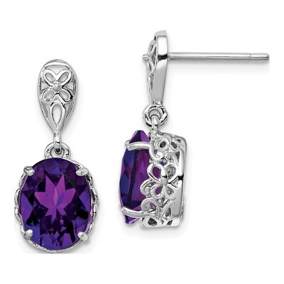 Sterling Silver Amethyst Dangle Earrings