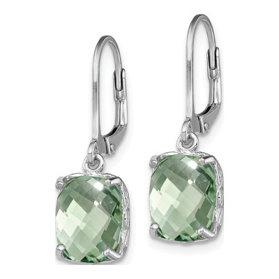 Sterling Silver Prasiolite Leverback Earrings – view 3