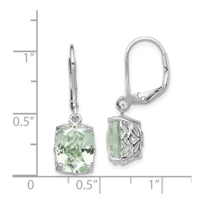 Sterling Silver Prasiolite Leverback Earrings – view 5