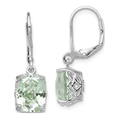 Sterling Silver Prasiolite Leverback Earrings