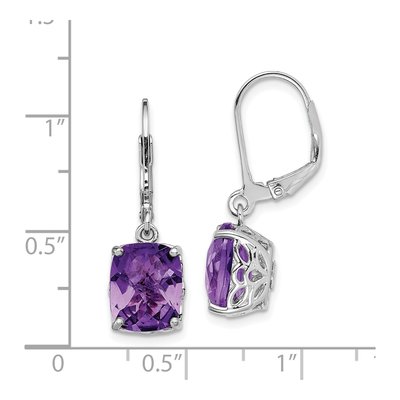 Sterling Silver Amethyst Leverback Earrings – view 5