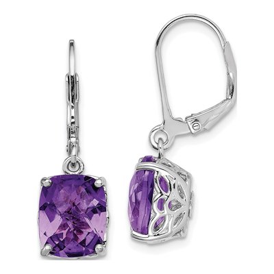 Sterling Silver Amethyst Leverback Earrings