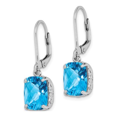 Sterling Silver Swiss Blue Topaz Leverback Earrings – view 3