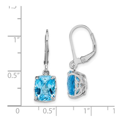 Sterling Silver Swiss Blue Topaz Leverback Earrings – view 5