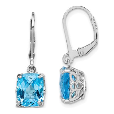 Sterling Silver Swiss Blue Topaz Leverback Earrings