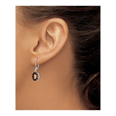 Sterling Silver Smoky Quartz Leverback Earrings – view 5