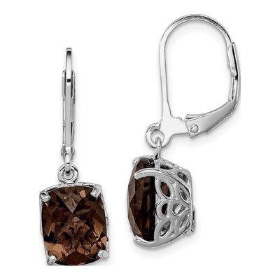 Sterling Silver Smoky Quartz Leverback Earrings