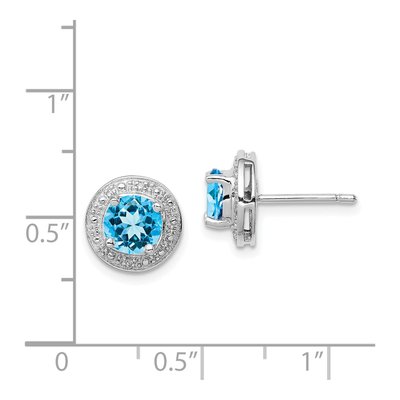 Sterling Silver 6mm Round Sky Blue Topaz & Diamond Stud Earrings – view 5