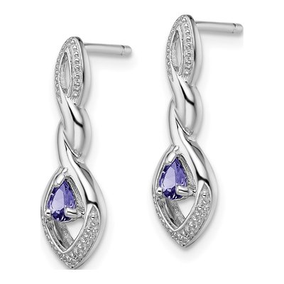 Sterling Silver Tanzanite & Diamond Dangle Earrings – view 3