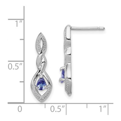 Sterling Silver Tanzanite & Diamond Dangle Earrings – view 5