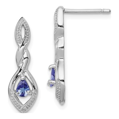 Sterling Silver Tanzanite & Diamond Dangle Earrings