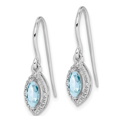 Sterling Silver Aquamarine & Diamond Dangle Earrings – view 3