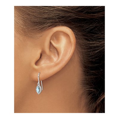 Sterling Silver Aquamarine & Diamond Dangle Earrings – view 4