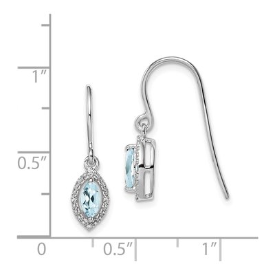 Sterling Silver Aquamarine & Diamond Dangle Earrings – view 5