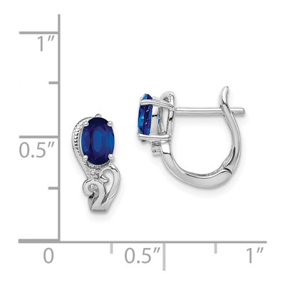 Sterling Silver 13mm Sapphire & Diamond Huggie Hoop Earrings – view 5