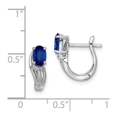 Sterling Silver 13mm Sapphire & Diamond Huggie Hoop Earrings – view 5