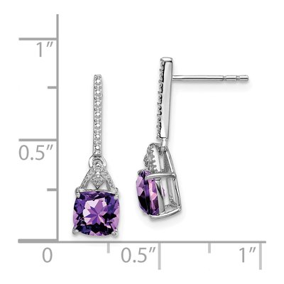 Sterling Silver Amethyst & Diamond Dangle Earrings – view 5