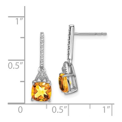 Sterling Silver Citrine & Diamond Dangle Earrings – view 5