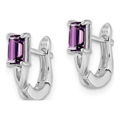Sterling Silver 12mm Amethyst Huggie Hoop Earrings – view 3