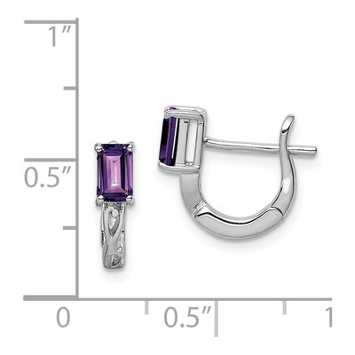 Sterling Silver 12mm Amethyst Huggie Hoop Earrings – view 5