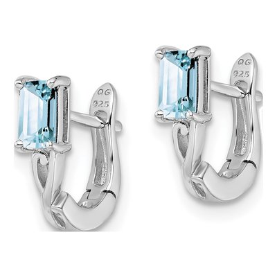 Sterling Silver 12mm Aquamarine Huggie Hoop Earrings – view 3