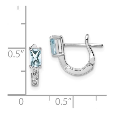 Sterling Silver 12mm Aquamarine Huggie Hoop Earrings – view 5