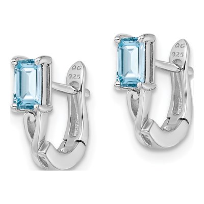Sterling Silver 12mm Swiss Blue Topaz Huggie Hoop Earrings – view 3