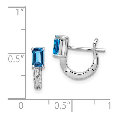 Sterling Silver 12mm Swiss Blue Topaz Huggie Hoop Earrings – view 5
