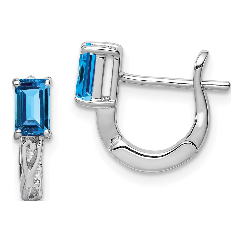 Sterling Silver 12mm Swiss Blue Topaz Huggie Hoop Earrings