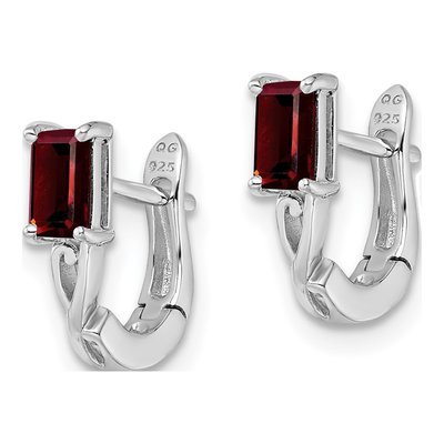 Sterling Silver 12mm Garnet Huggie Hoop Earrings – view 3