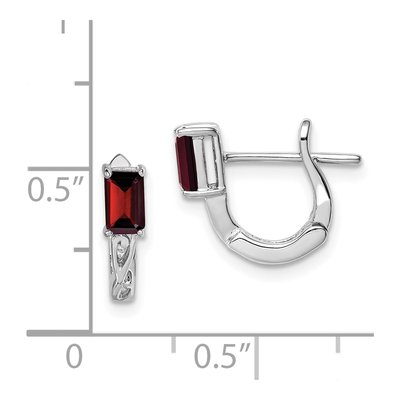 Sterling Silver 12mm Garnet Huggie Hoop Earrings – view 5