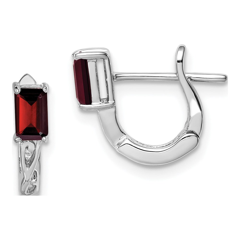Sterling Silver 12mm Garnet Huggie Hoop Earrings