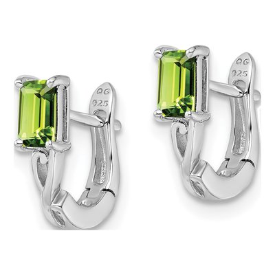 Sterling Silver 12mm Peridot Huggie Hoop Earrings – view 3