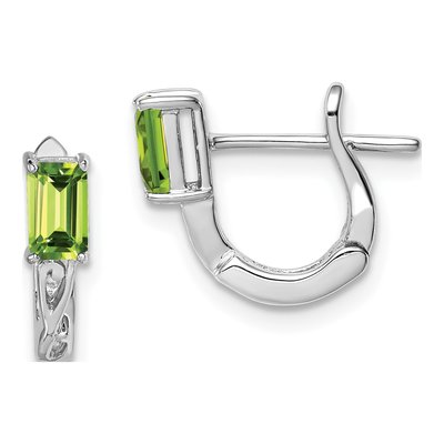 Sterling Silver 12mm Peridot Huggie Hoop Earrings