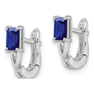 Sterling Silver 12mm Sapphire Huggie Hoop Earrings – view 3