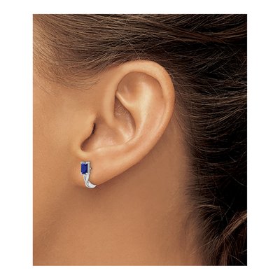 Sterling Silver 12mm Sapphire Huggie Hoop Earrings – view 4